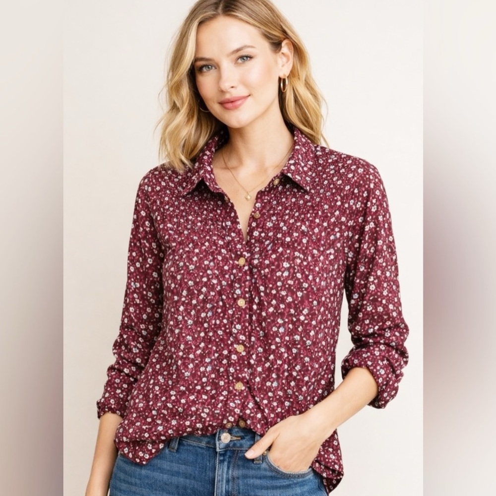 Maeve By Anthropologie Cotton Blend Calico Floral Button down